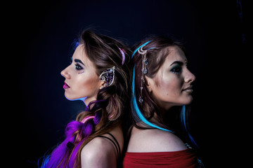two informal girls with bright hair