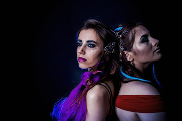 two informal girls with bright hair