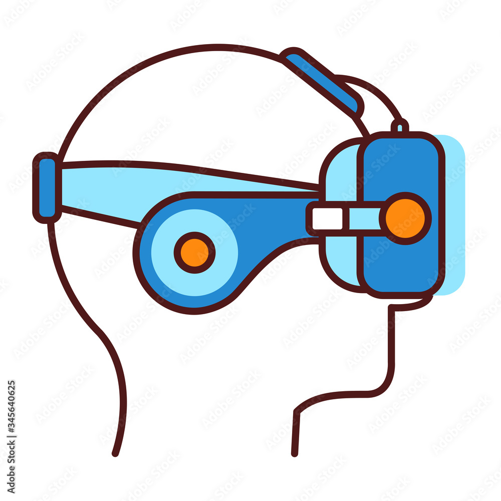 Poster vr headset color line icon. virtual reality experience. innovative digital device. pictogram for web