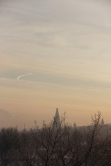 Foggy sky over Kolomenskoye Park 