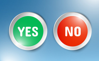 
Vector illustration of yes or no buttons. Selection icons on transparent background.