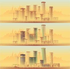 Fototapeta na wymiar City construction, high-rise buildings. Vector graphics