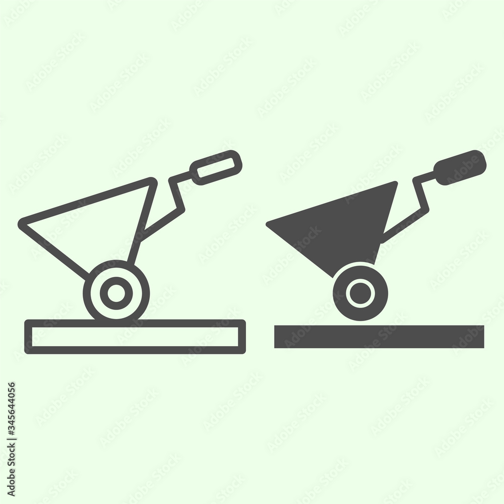Aufkleber building cart line and solid icon. garden construction empty trolley outline style pictogram on whit