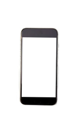 Mobile phone isolated on white background,little bit cracked on top right corner.