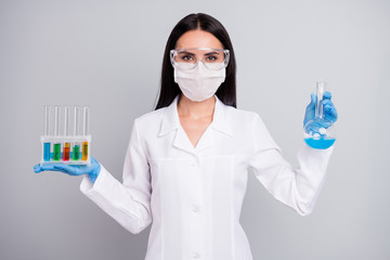 Close-up portrait of her she nice attractive smart clever qualified skilled expert girl biologist...