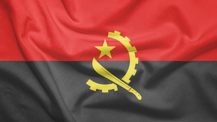 Angola flag with fabric texture