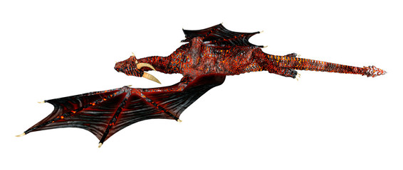 3D Rendering Fairy Tale Dragon on White - obrazy, fototapety, plakaty