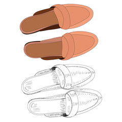 white background, summer shoes flat style