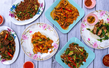 Thai food mixed dishes 