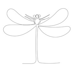 vector, white background, dragonfly continuous line drawing, sketch