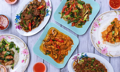 Thai food mixed dishes 