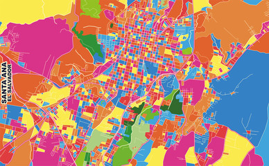 Santa Ana, Santa Ana, El Salvador, colorful vector map