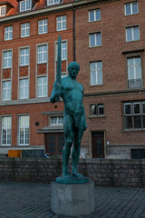 monument near a house in the city of Memmingen in Germany