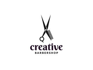 Barbershop logo design, man with beard vector illustration