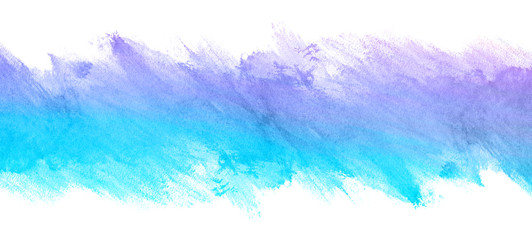 Watercolor stain on a white background. Blue purple spot strip