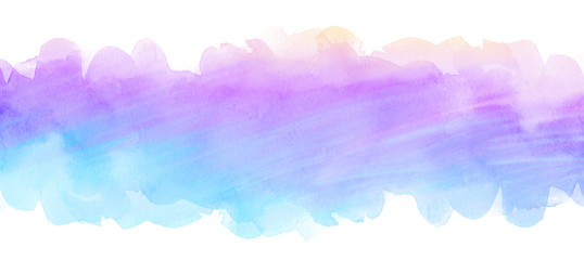 Watercolor stain on a white background. Blue purple spot strip