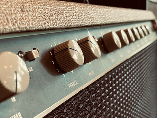 Close-up vintage combo amplifier. clean and vintage drive for rock, Blues, and jazz genres.