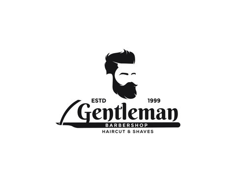 Barbershop logo design, man with beard vector illustration