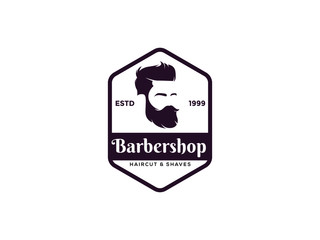 Barbershop logo design, man with beard vector illustration