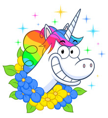 Unicorn head in flowers