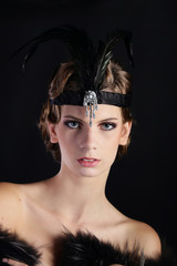 Beautiful woman in the style of Art Nouveau, the era of gangsters