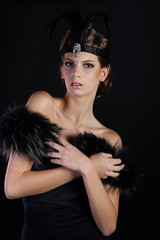 Beautiful woman in the style of Art Nouveau, the era of gangsters