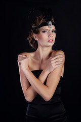 Beautiful woman in the style of Art Nouveau, the era of gangsters