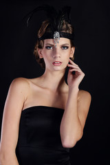 Beautiful woman in the style of Art Nouveau, the era of gangsters