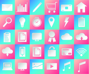 Vector of Business and Media Icon Paper Cut Artwork 