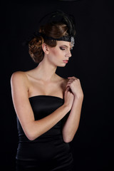 Beautiful woman in the style of Art Nouveau, the era of gangsters
