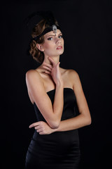 Beautiful woman in the style of Art Nouveau, the era of gangsters