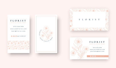 minimal Floral logo with business card template