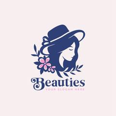 beauty woman silhouette with flower logo design
