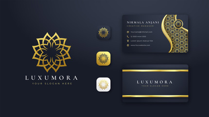 luxury flower logo design with business card