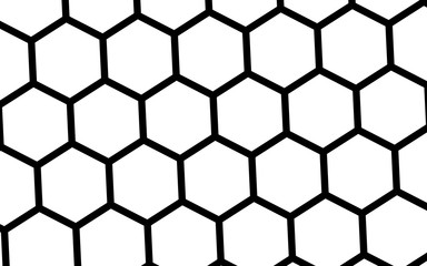 Black honeycomb on a white background. Perspective view on polygon look like honeycomb. Isometric geometry. 3D illustration