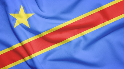 Congo Democratic Republic flag with fabric texture