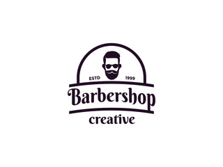 Barbershop logo design, man with beard vector illustration