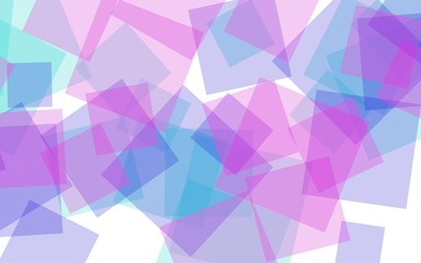 Multicolored translucent squares on white background. Red tones. 3D illustration