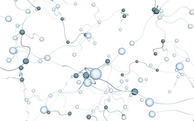 Neural network. Social network. Futuristic dna, deoxyribonucleic acid. Abstract molecule, cell illustration, mycelium. Light background. 3D illustration
