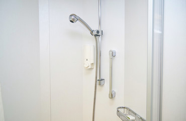 Bathroom of stateroom or suite or cabin on cruiseship or cruise ship liner