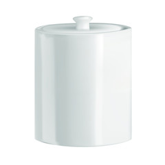 Vector realistic illustration of a white container with a closed lid. Element for your design.