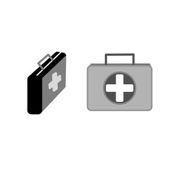 Obraz premium First aid kit isolated on white background. Silhouette vector design.