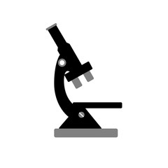 Microscope icon on white background. Silhouette vector design.