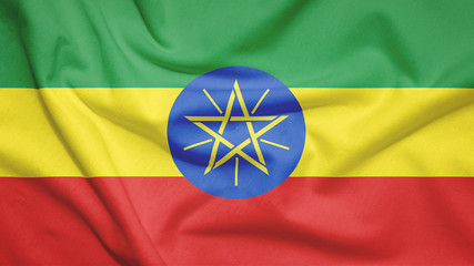 Ethiopia flag with fabric texture