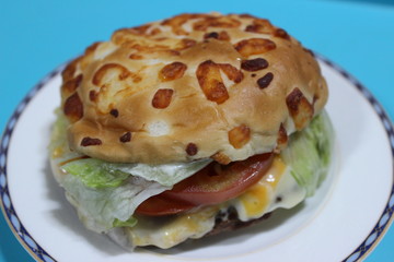 cheese and tomato hamburger