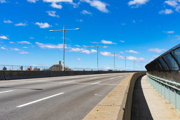 Empty Road and Pedestrian Path on the Triborough Bridge of New York City