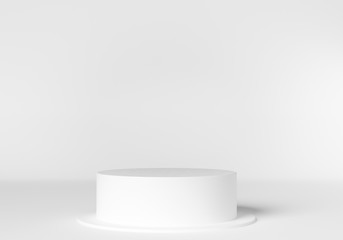 Abstract mock up white color Scene, geometric shape podium background, 3D render, 3D illustration - obrazy, fototapety, plakaty