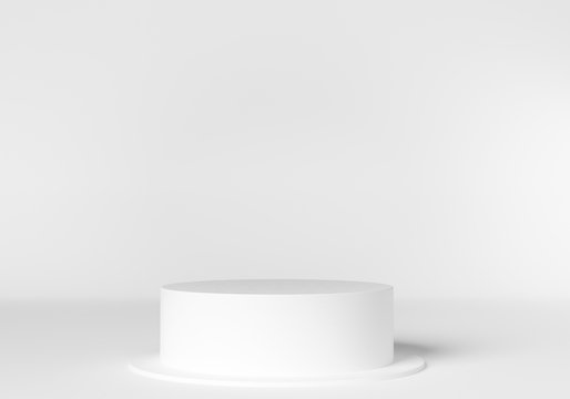 Abstract mock up white color Scene, geometric shape podium background, 3D render, 3D illustration