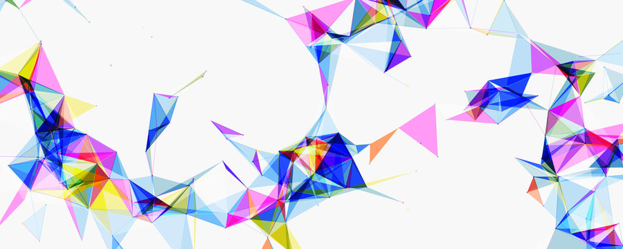 Abstract Polygonal Space Bright Background with Colorful Connecting Dots and Lines | Fashion or Technology Commercial