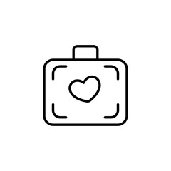 Suitcase icon with heart sign isolated on white background. Honeymoon symbol modern, simple, vector, icon for website design, mobile app, ui. Vector Illustration